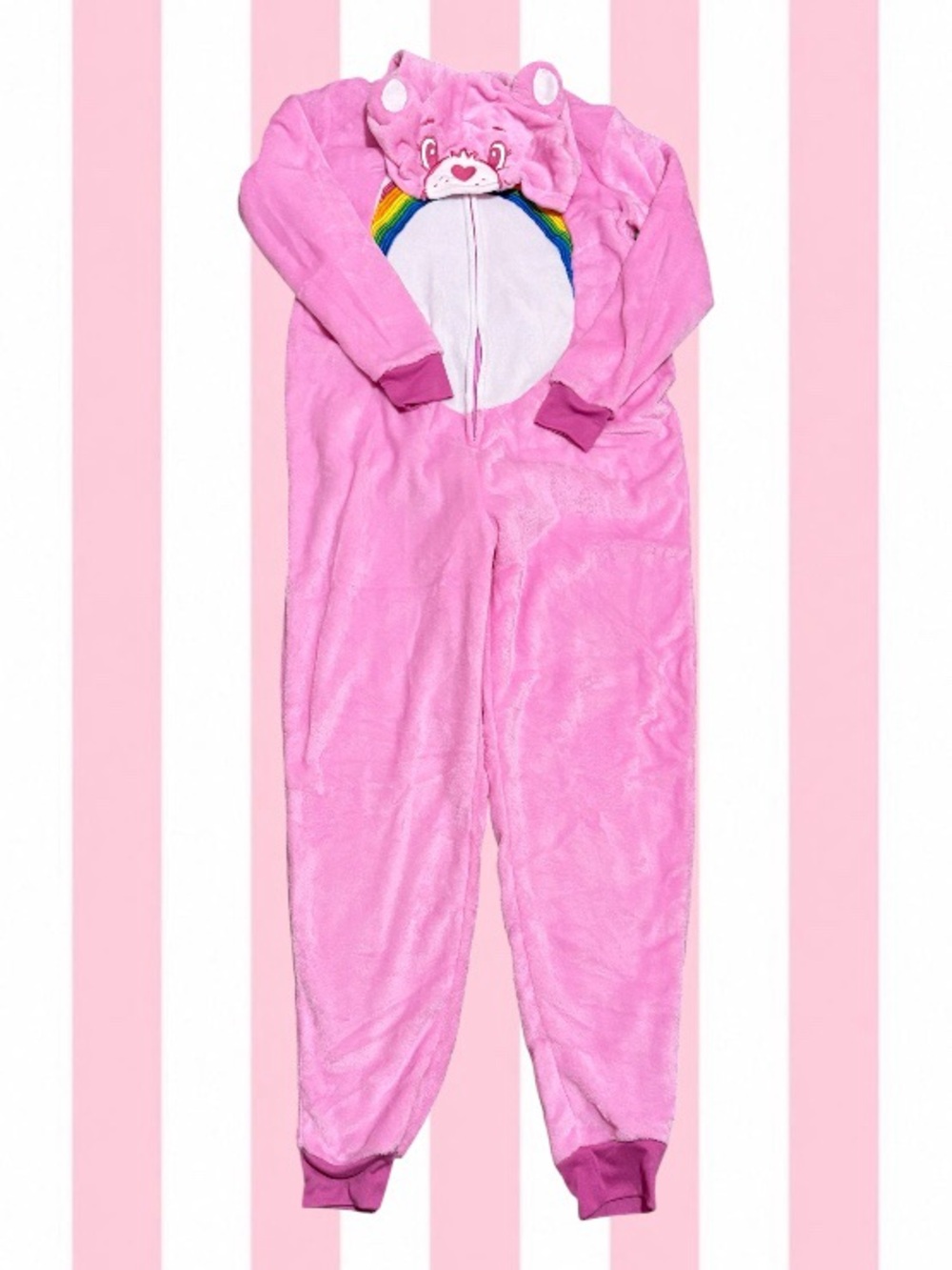 Pink Care Bear One-Piece Fleece Onesie